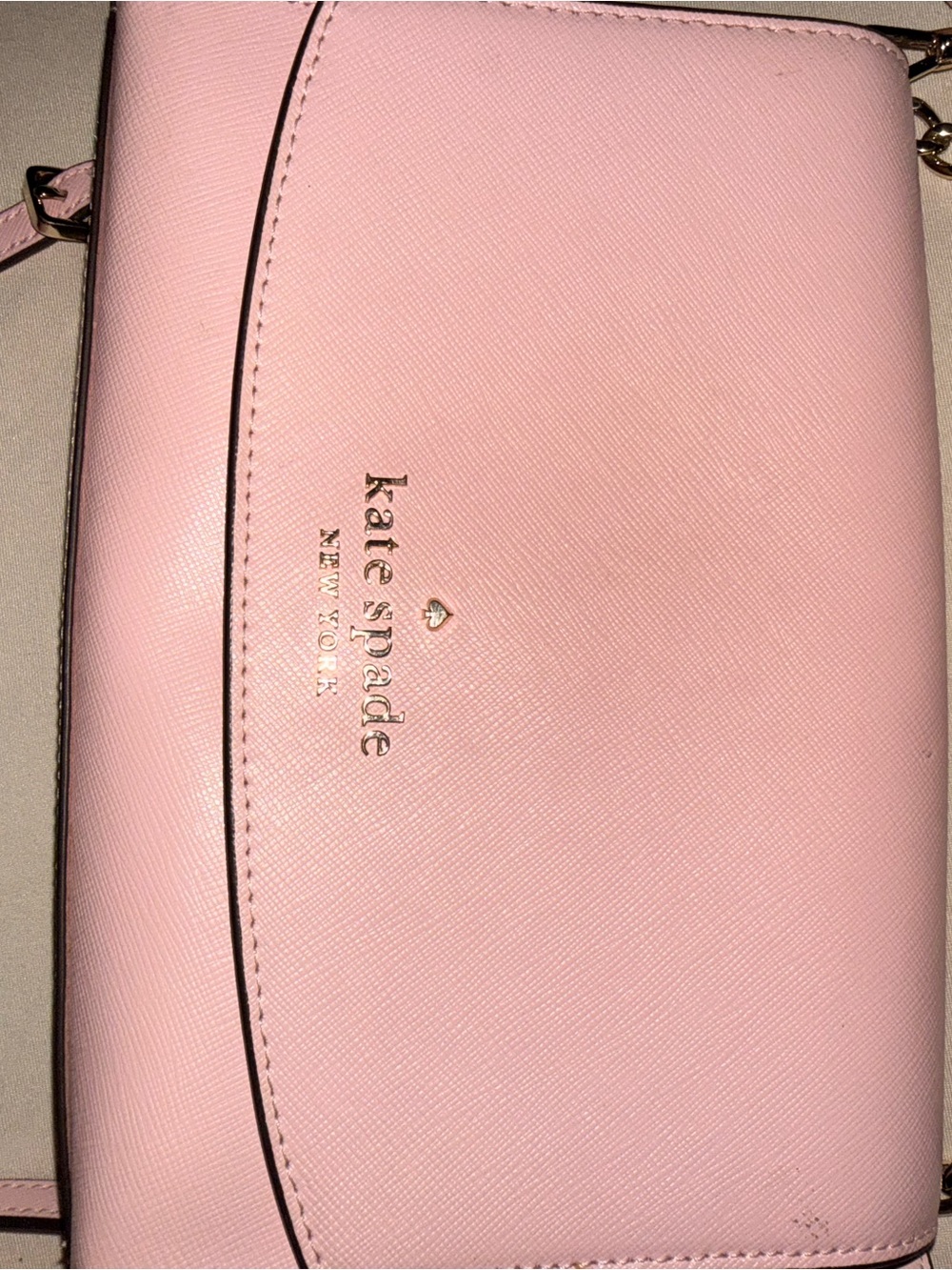 kate spade Pale Pink Leather Crossbody Bag with Gold Logo